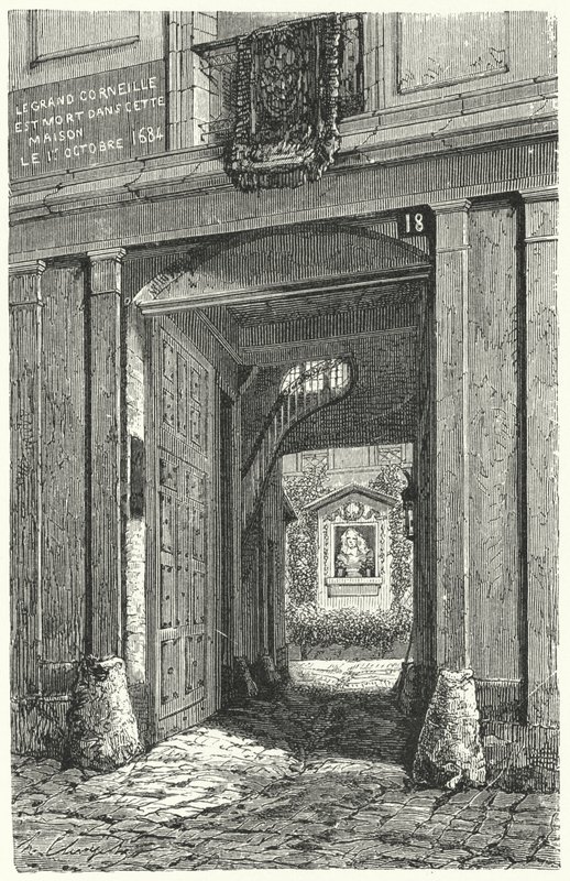 A casa em Paris onde o dramaturgo francês Pierre Corneille morreu em 1684 (gravura) de German School