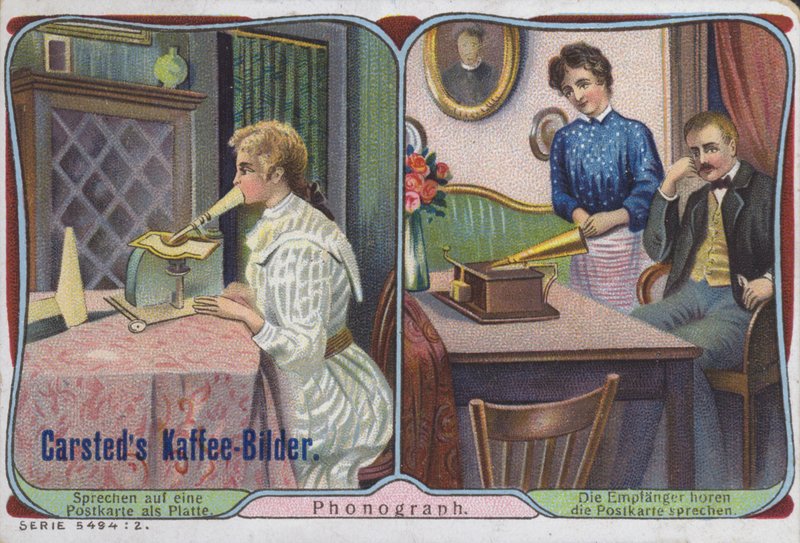 O fonógrafo sendo usado para enviar mensagens de voz de German School