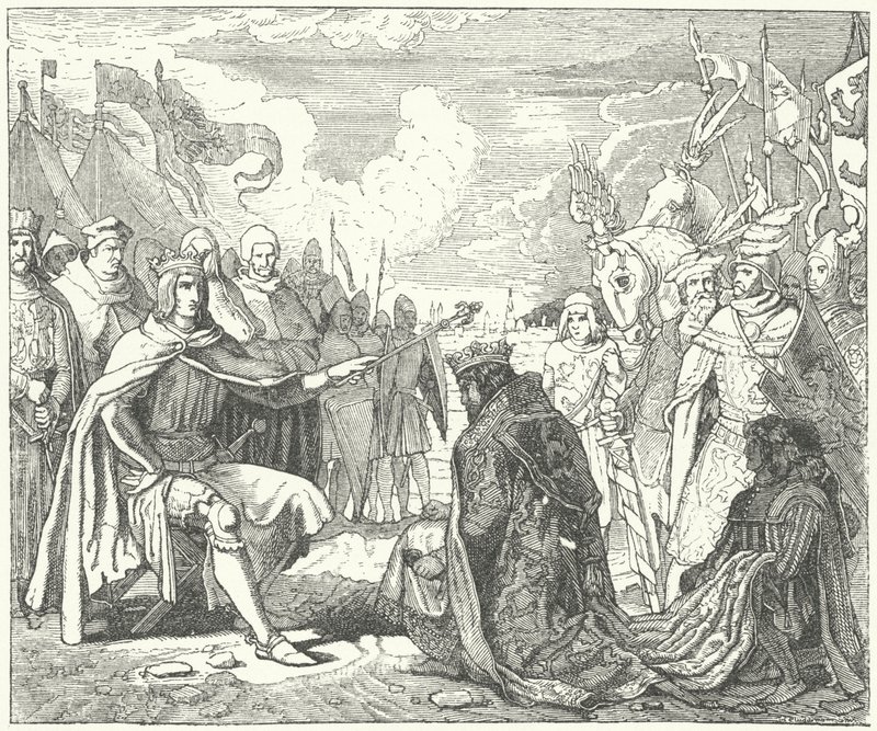 A restauração de Ottokar II como Rei da Boémia por Rudolf dos Habsburgos de German School
