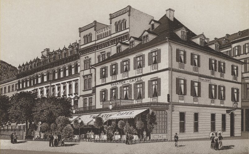 Café Theater, Goldner Schild (litho) de German School