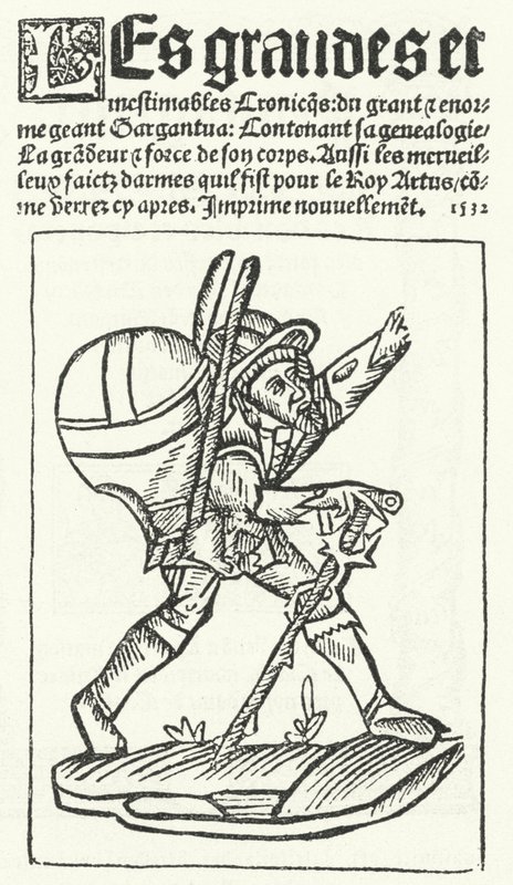 Página de título da edição mais conhecida de Gargantua, um romance de François Rabelais (gravura) de German School