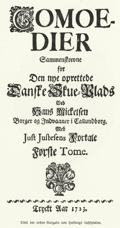 Página de título de Danish-Norwegian playwright, filósofo e historiador Ludvig Holberg