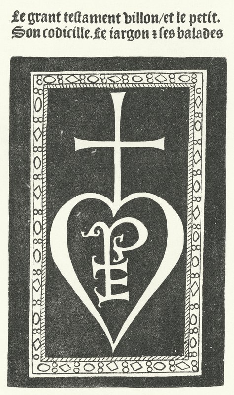 Página de título da primeira edição dos poemas do poeta francês François Villon, impressos por Pierre Levet em Paris em 1483 (gravura) de German School