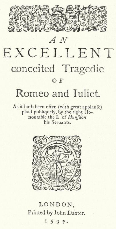 Página de título da primeira edição do quarto Romeu e Julieta de Shakespeare (gravura) de German School
