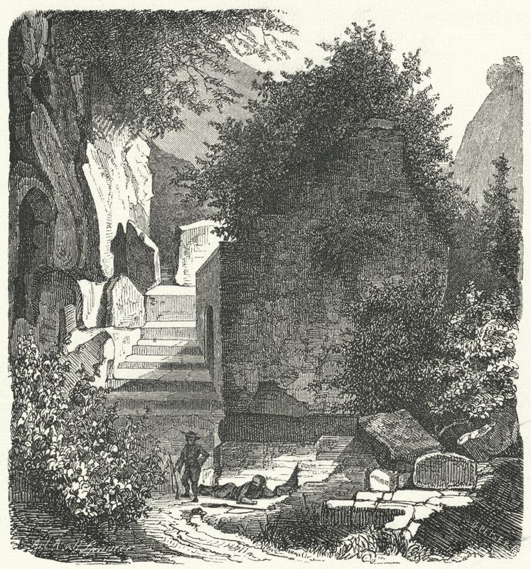 Túmulo do poeta romano Virgílio, Posillipo, Nápoles (gravura) de German School