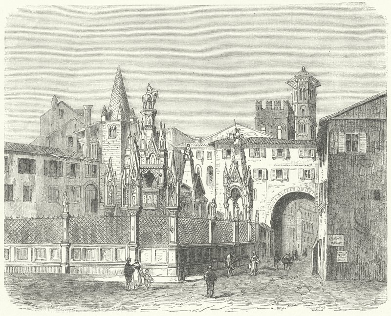 Túmulos dos Scaligeri, governantes medievais de Verona (gravura) de German School