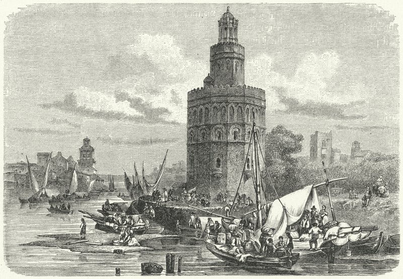 Torre del Oro, Sevilha, Espanha (gravura) de German School