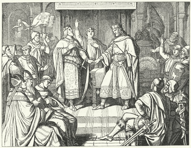 Tratado de Verdun, 843 (gravura) de German School