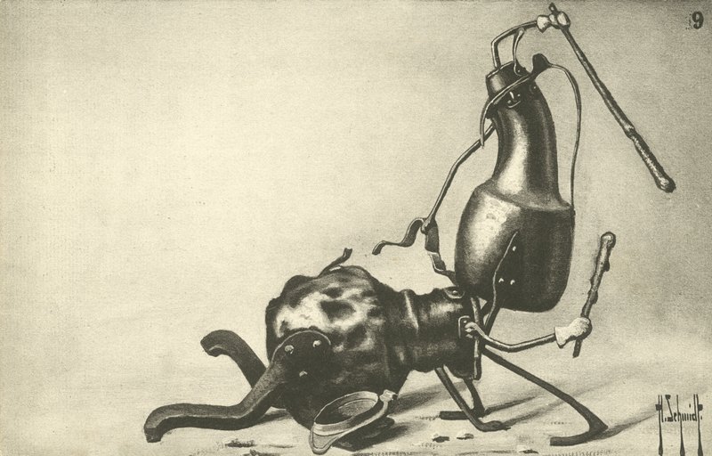 Duas jarras lutando um duelo (litho) de German School