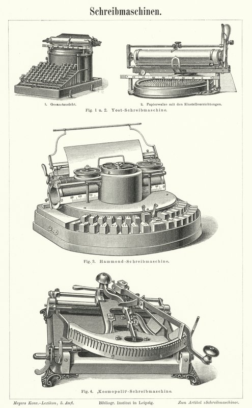 Máquinas de escrever (gravura) de German School