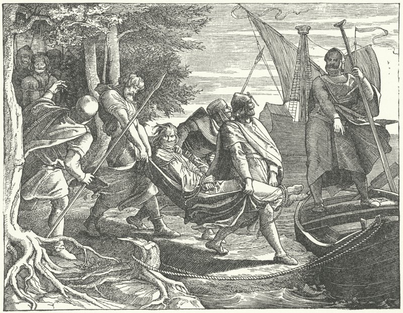 Valdemar II da Dinamarca, feito prisioneiro por Henrique I, Conde de Schwerin. de German School