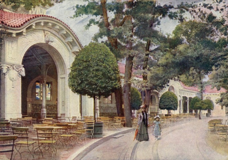 Salão de café vienense, Jardim Zoológico de Berlim, Alemanha (lito a cores) de German School