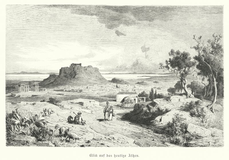 Vista de Atenas, Grécia, final do século XIX (gravura) de German School