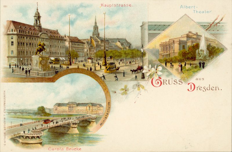 Vistas de Dresden, Alemanha (chromolitho) de German School