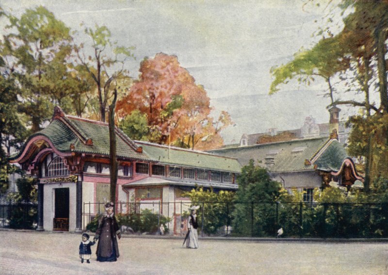 Wading bird house, Jardim Zoológico de Berlim, Alemanha (cor litho) de German School
