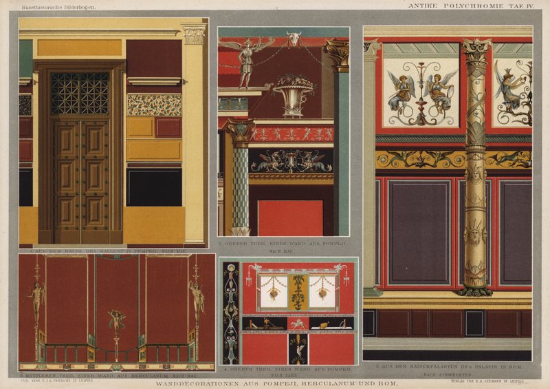 Decorações murais de Pompeia, Herculano e Roma (cor litho) de German School