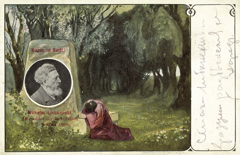 Wilhelm Liebknecht, político social-democrata alemão (cor litho) de German School