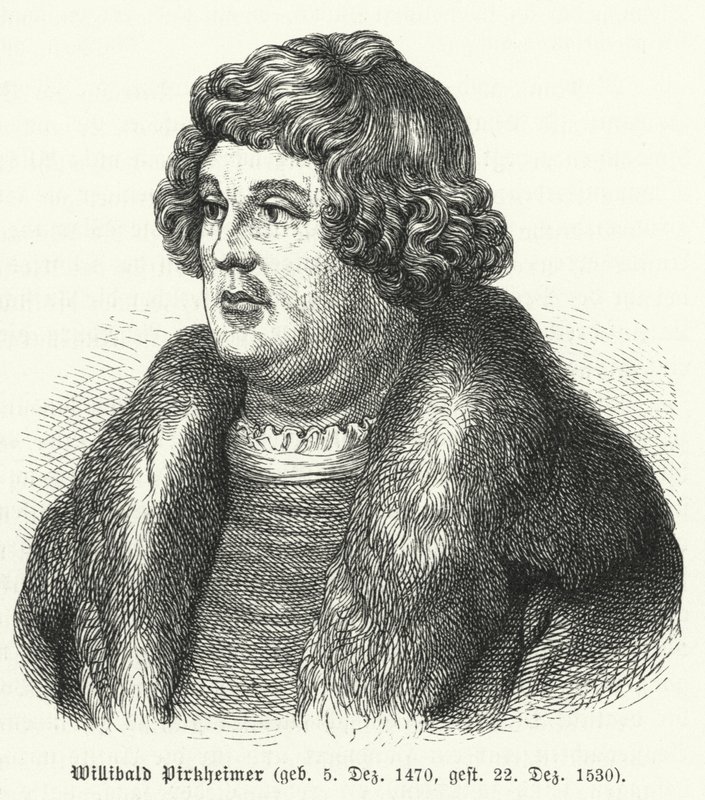 Willibald Pirckheimer, advogado renascentista alemão, autor e humanista, e amigo de Albrecht Durer (gravura) de German School
