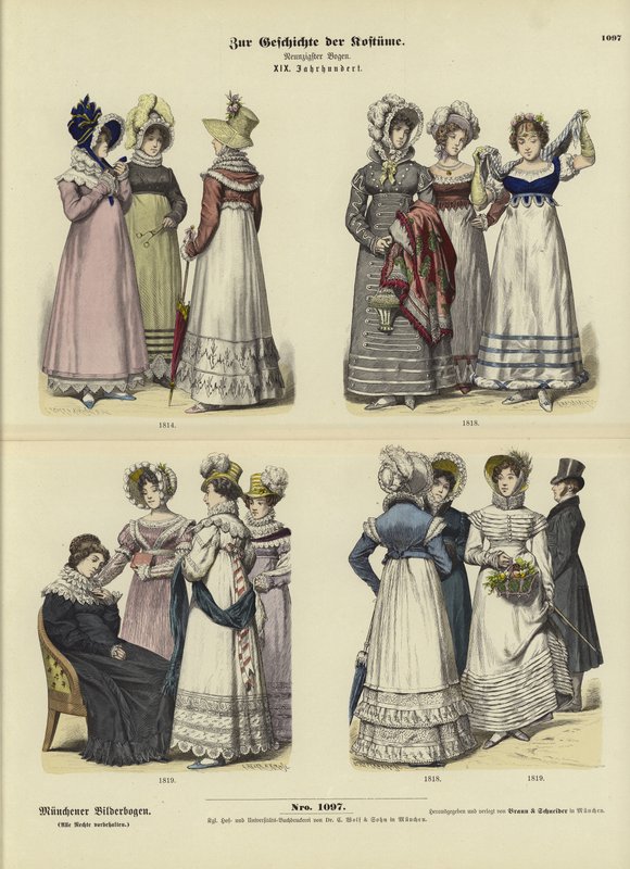 Trajes femininos, século XIX de German School