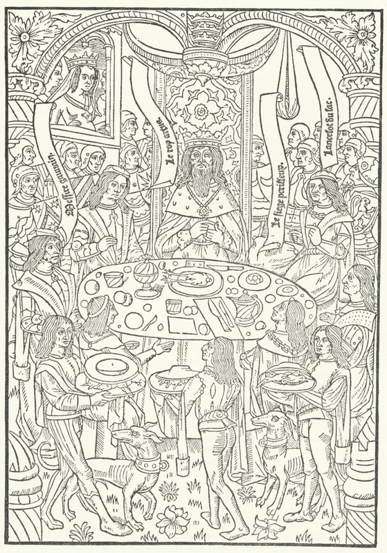 Talha da primeira edição do Lancelot du Lac, impresso em Rouen por Jean le Bourgeois em 1488 (gravura) de German School