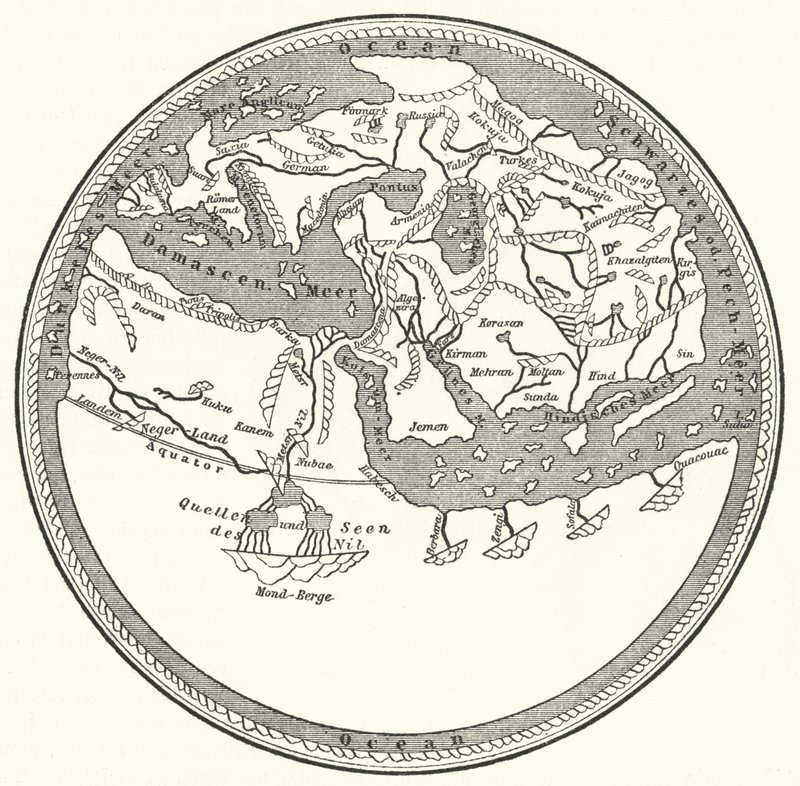 Mapa mundial do geógrafo e cartógrafo árabe Muhammad al-Idrisi de German School
