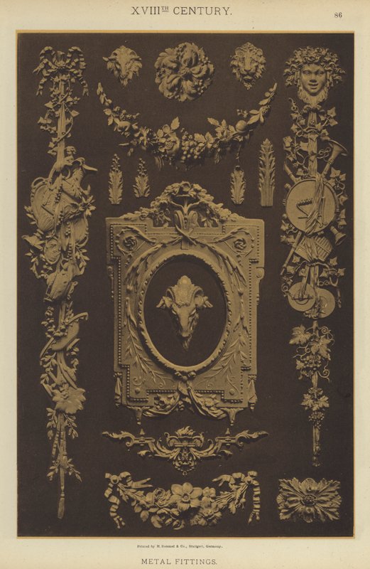 Século XVIII, Acessórios metálicos (cor litho) de German School
