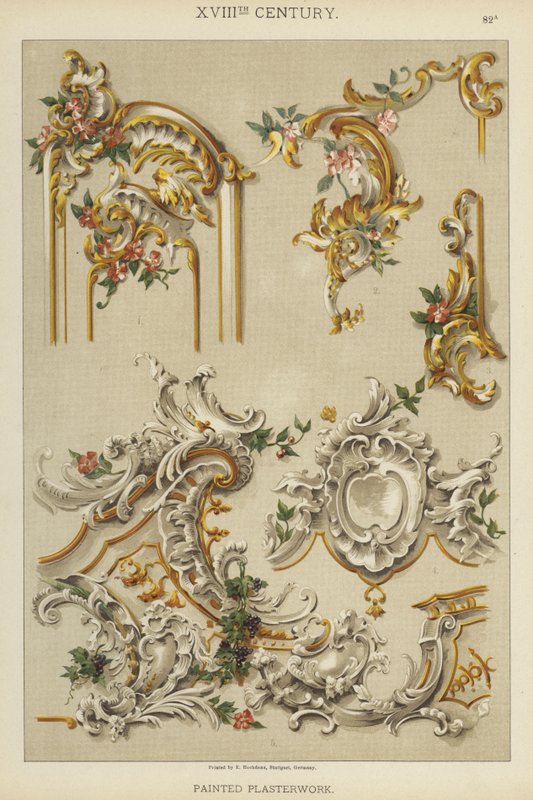 Século XVIII, Estucagem Pintada (cor litho) de German School
