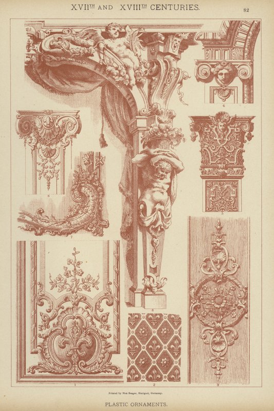Séculos XVII e XVIII, Ornamentos Plásticos (cor litho) de German School
