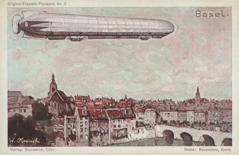 Zepelim, voando, sobre, basel de German School