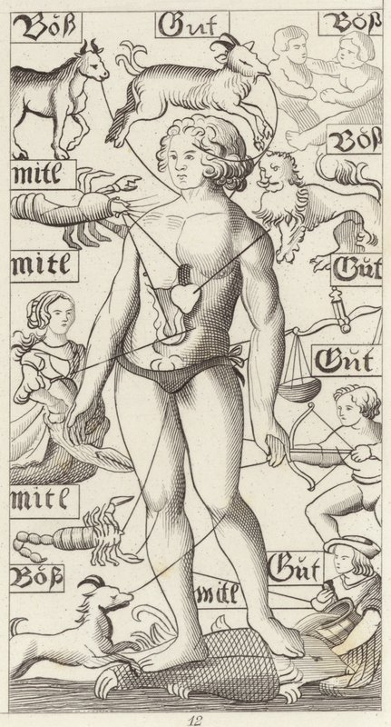 Homem do Zodíaco. Ilustração para Bilder-Atlas (gravura) de German School