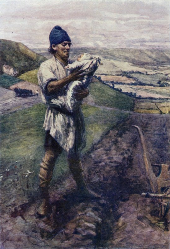 "Num campo sulcado, o lavrador encontrou-te" (cor litho) de Gertrude E. Demain (after) Hammond