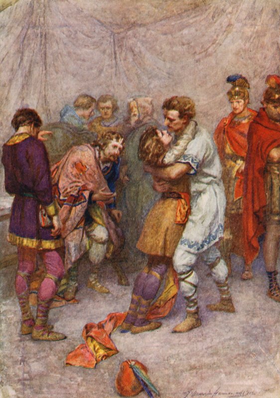 A peça de William Shakespeare: Cymbeline (litografia a cores) de Gertrude E. Demain (after) Hammond
