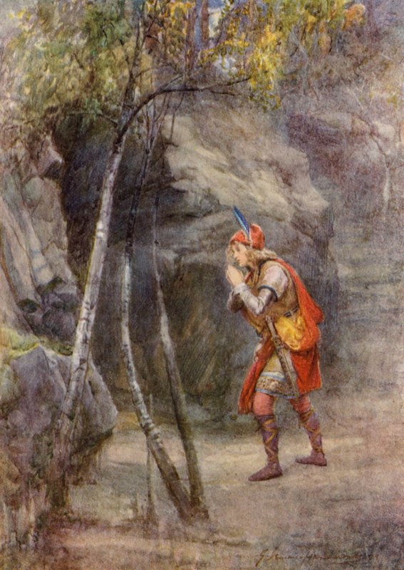 A peça de William Shakespeare: Cymbeline (litografia a cores) de Gertrude E. Demain (after) Hammond