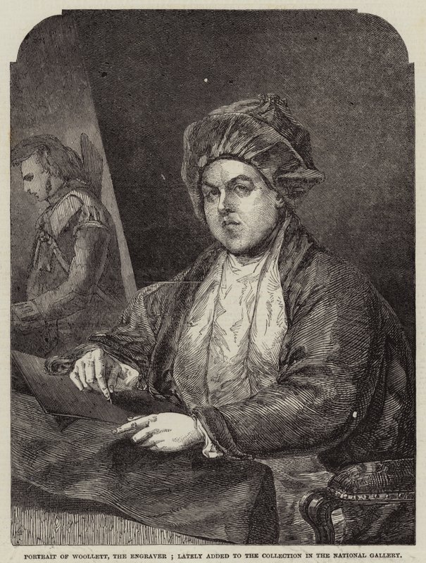 Retrato de Woollett, o gravador; recentemente adicionado à coleção na National Gallery de Gilbert Stuart