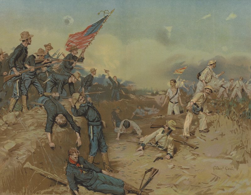 Nas trincheiras antes de Santiago, Cuba, guerra hispano-americana de Gilbert Gaul