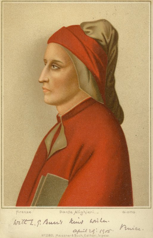 Dante Alighieri (c1265-1321), poeta italiano (cromolito) de Giotto di Bondone