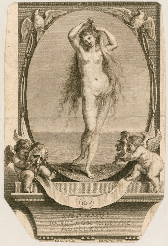 Bilhete de entrada para um baile de máscaras em Ranelagh, Londres, 14 de junho de 1776 de Giovanni Battista Cipriani