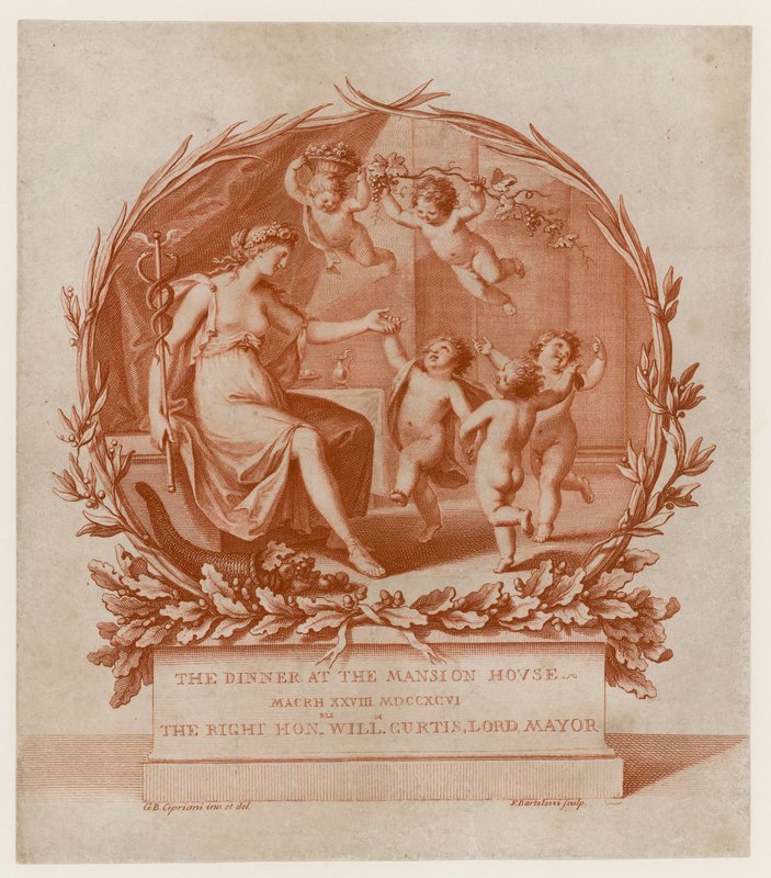 Convite para jantar na Mansion House, Londres, em 28 de Março de 1796 (gravura) de Giovanni Battista Cipriani
