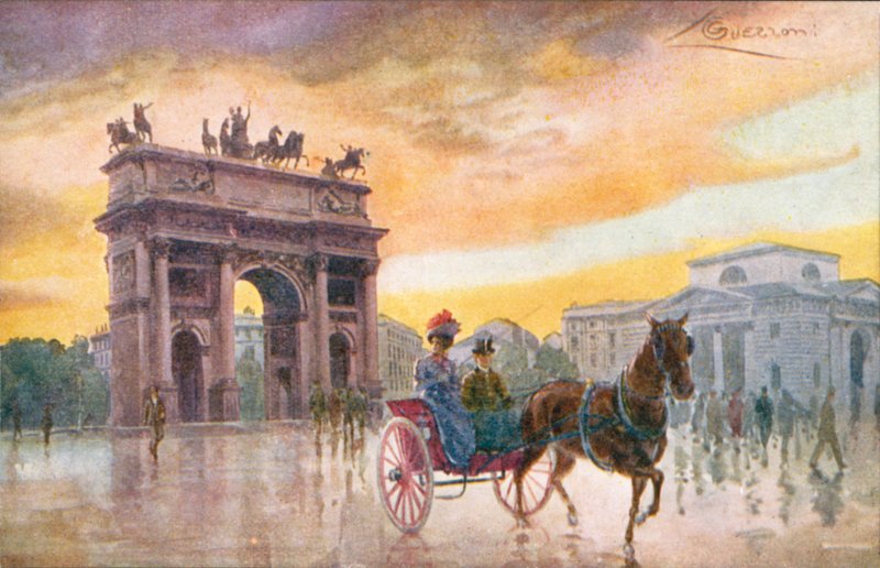 Milão / Milão: Arco della Pace (litografia a cores) de Giovanni Guerzoni