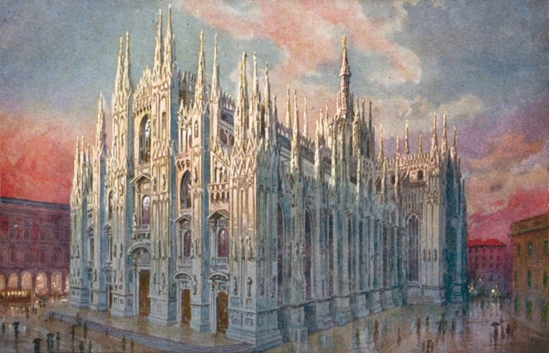 Milano / Milão: Duomo (litografia a cores) de Giovanni Guerzoni