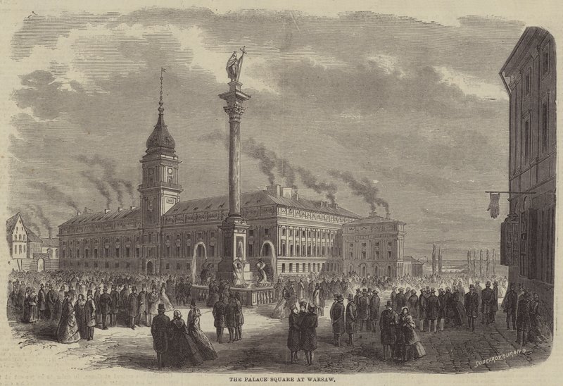 A Praça do Palácio em Varsóvia (gravura) de Godefroy Durand