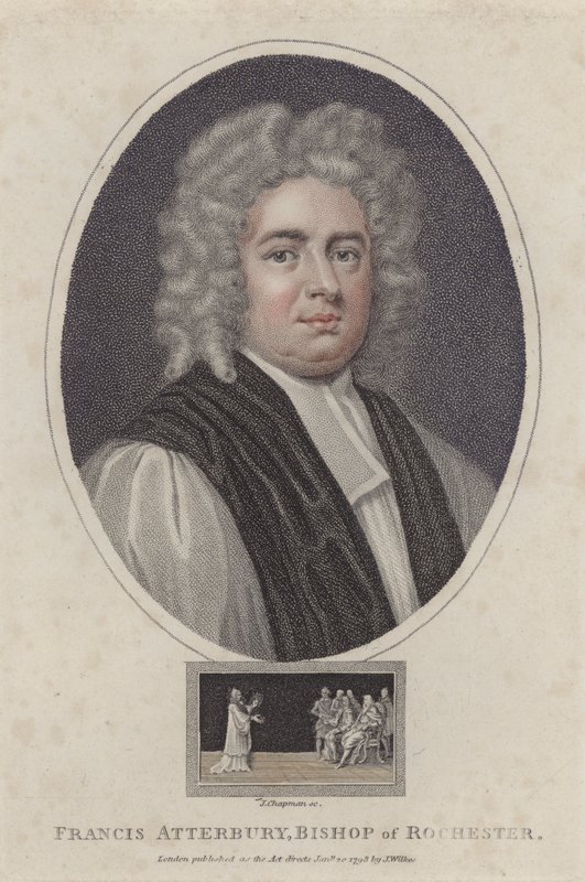 Francis Atterbury, Bispo de Rochester (gravura a cores) de Godfrey (after) Kneller