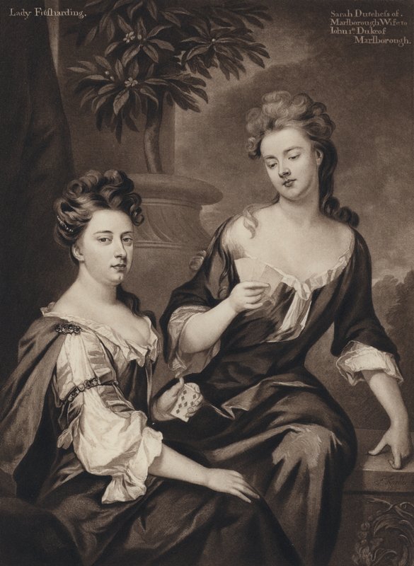 Sarah, Duquesa de Marlborough, e Lady Fitzhardinge (litho) de Godfrey (after) Kneller