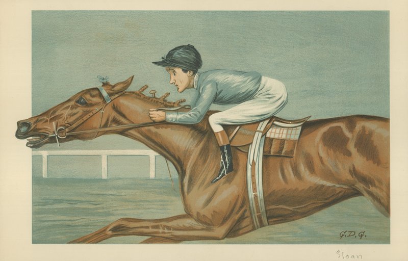 Tod Sloan, Um jóquei americano, 25 de maio de 1899, desenho animado da Vanity Fair de Godfrey Douglas Giles