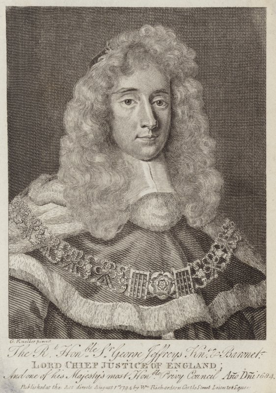 Senhor George Jeffreys, juiz galês de Godfrey Kneller
