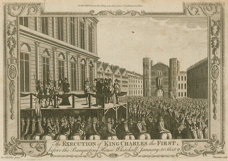 A execução do rei Charles I antes da Banqueting House, Whitehall, 30 de janeiro de 1649 de Godfrey Kneller