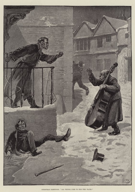 Saudações de Natal, todas as coisas vêm para ele que espera de Gordon Frederick Browne