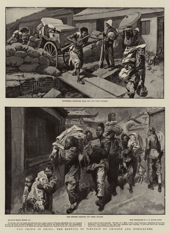 A crise na China, o saque de Tientsin por chineses e estrangeiros de Gordon Frederick Browne