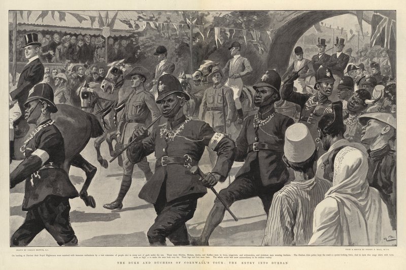 O Duque e Duquesa de Cornwall&39;s Tour, a entrada em Durban de Gordon Frederick Browne
