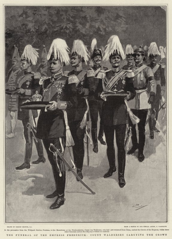 O Funeral da Imperatriz Frederico, Conde Waldersee carregando a Coroa de Gordon Frederick Browne